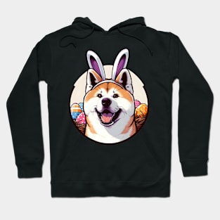 Akita with Bunny Ears Embraces Easter Spirit Hoodie